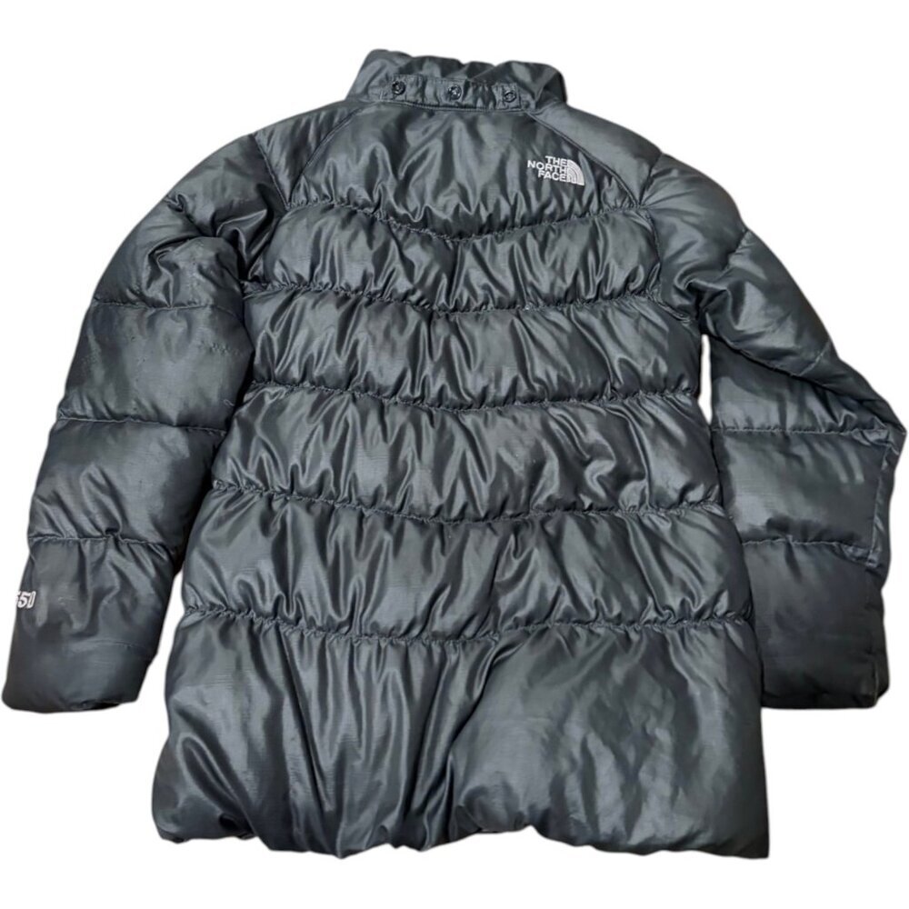 The North Face 550 Down Girls Puffer Coat Black Dark Grey Small 7/8 - Picture 3 of 7